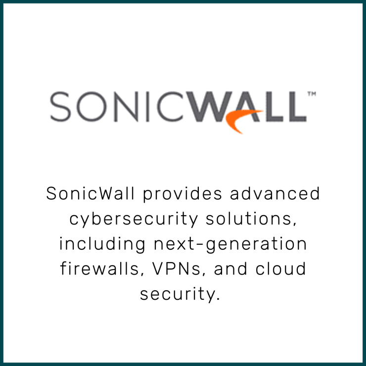 SonicWall provides advanced cybersecurity solutions, including next-generation firewalls, VPNs, and cloud security. 