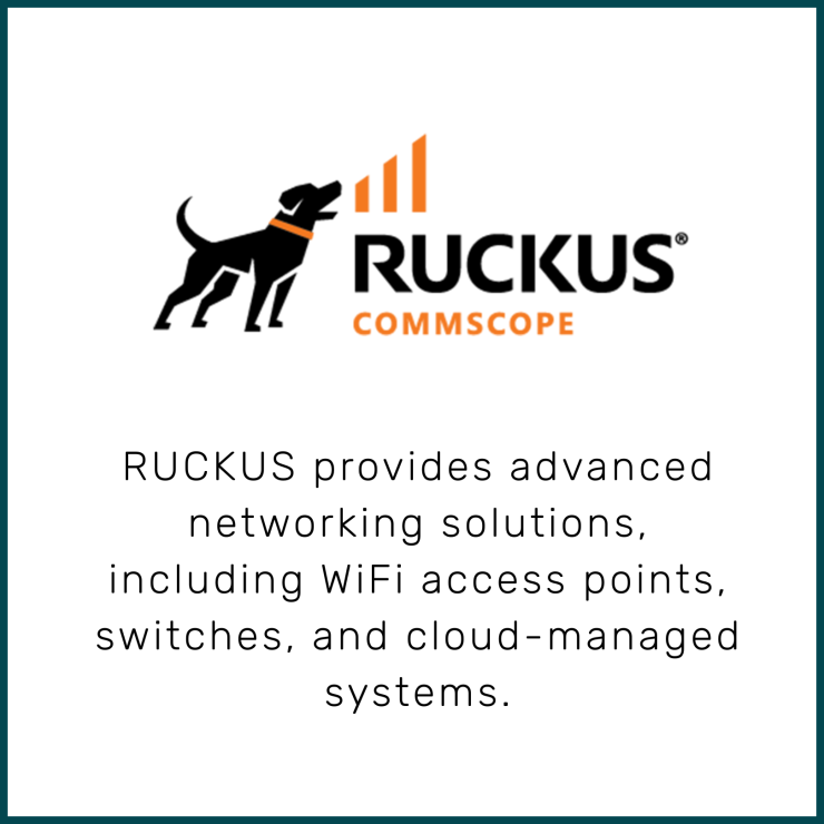 RUCKUS provides advanced networking solutions, including WiFi access points, switches, and cloud-managed systems.