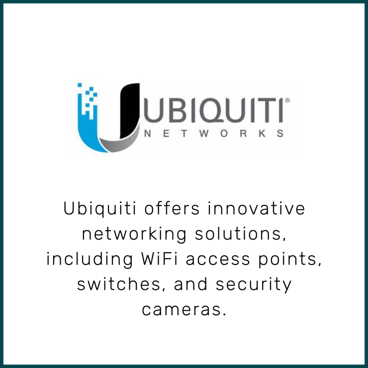 Ubiquiti offers innovative networking solutions, including WiFi access points, switches, and security cameras. 